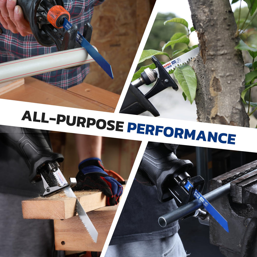 WORKPRO 32-Piece Reciprocating Saw Blade Set - Metal/Woodcutting Saw Blades, Pruner Saw Blades with Organizer Pouch
