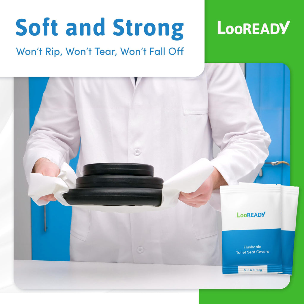 Toilet Seat Covers Disposable Flushable - Regular Size (16x19”) - Travel Size Individually Wrapped, Soft & Strong, Pocket Size for Public Restrooms at the Office, for Commuters or Holiday (30 Pack)