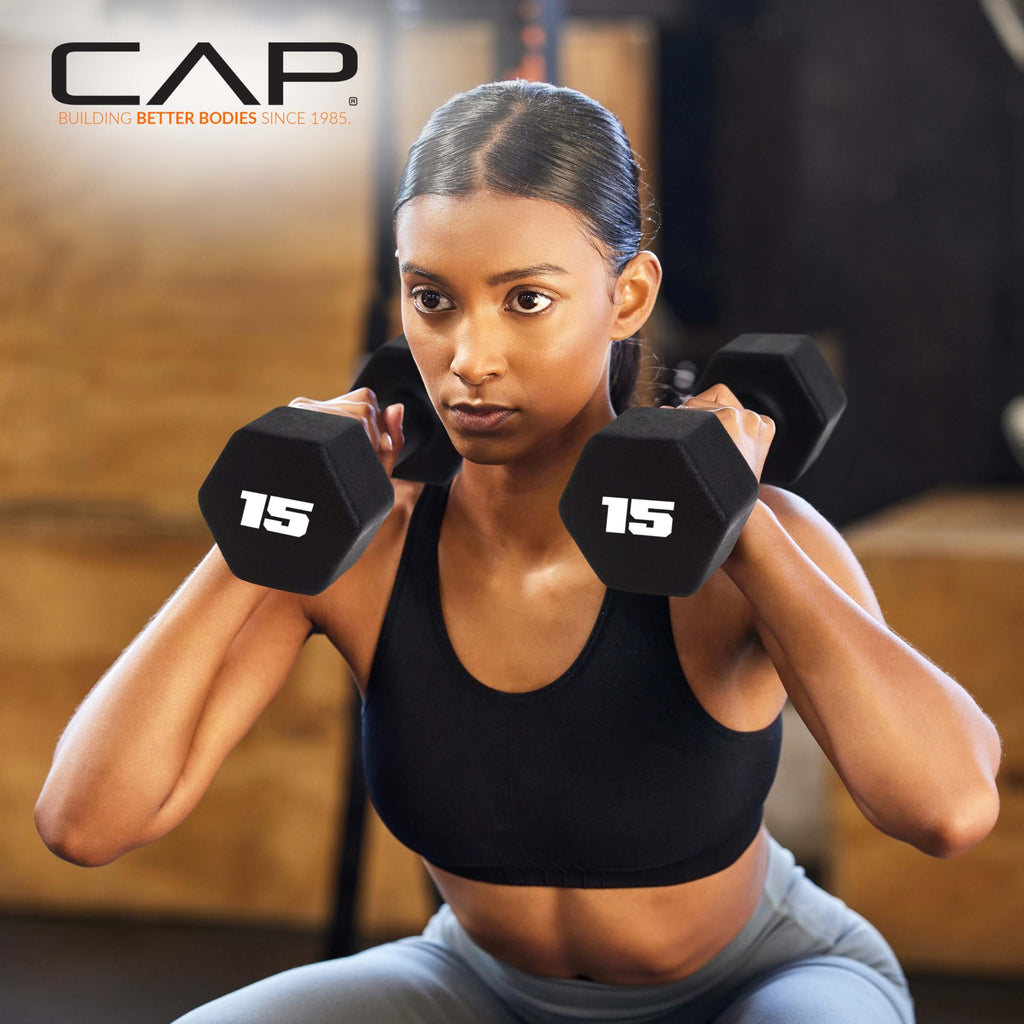 CAP Barbell 4 LB Neoprene Dumbbell Hand Weights - Pair | Black