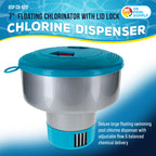 U.S. Pool Supply Pool Chlorine Floater Dispenser with Lid Lock - Large 7" Floating Chlorinator, Holds 3 Tablets - Inground & Above Ground Swimming Pools - Adjustable Flow, Balanced Chemical Delivery