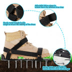 rosgel Lawn Aerator Shoes Pre-Assembled - 26 Heavy Duty Steel Spikes (2.4"), Stainless Steel Base Plate, Adjustable Metal Buckle Straps - Walk Behind Grass Aerator Sandals for Yard Lawn Care