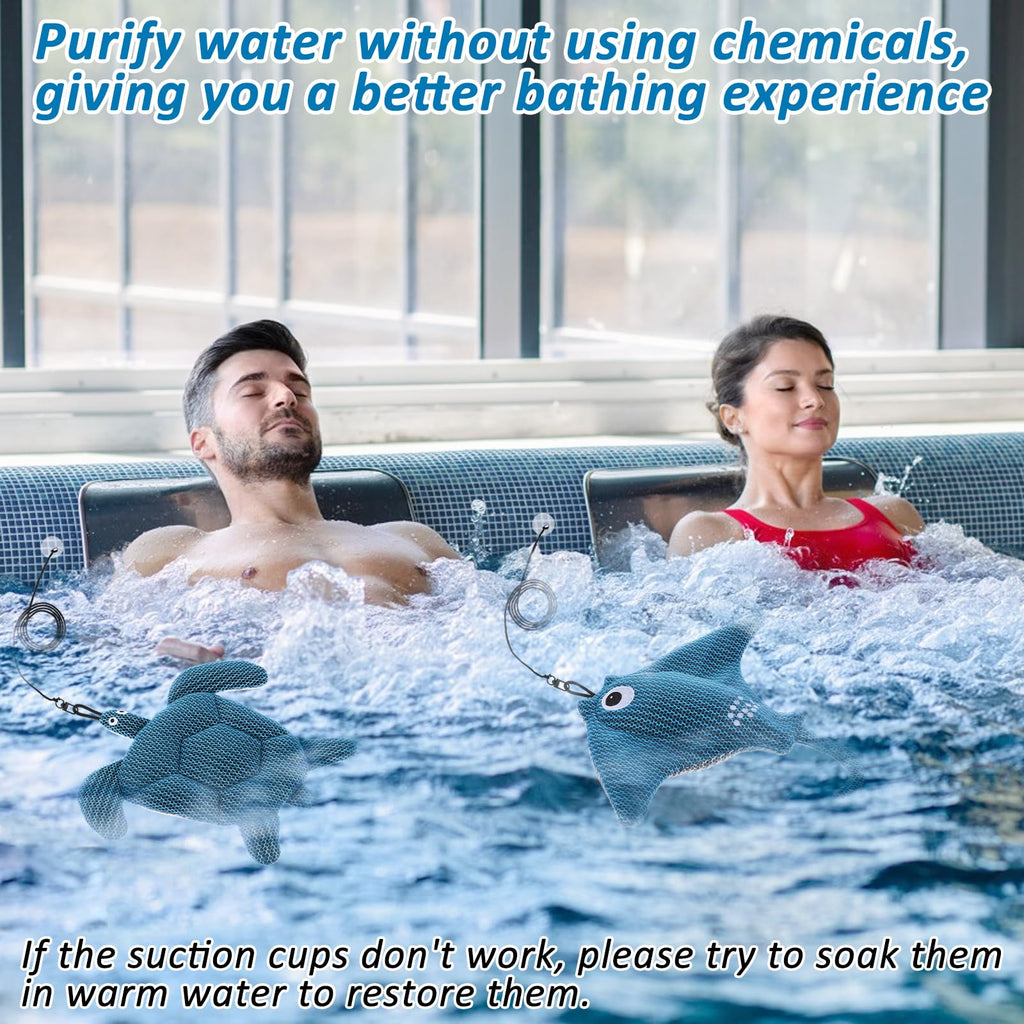 Sibosen 2 Pack Hot Tub Scum Absorber, 2025 Upgrade Reusable Scum Turtle and Devilfish Hot Tub Absorber Accessories Hot Tub Sponge for Spa & Pool Cleaner, Hot Tub Oil Absorbing Keeps Water Clean