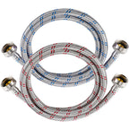 Yejesiy 4 Ft Washing Machine Hoses, 2 Packs Premium Stainless Steel Washer Hoses Burst Proof, Hot and Cold Striped Water Supply Hoses with 3/4'' Standard Interface fit for ALL Washer