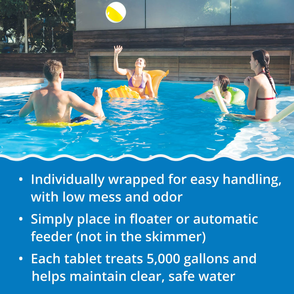 In The Swim 3 Inch Stabilized Chlorine Tablets for Sanitizing Swimming Pools - Individually Wrapped, Slow Dissolving - 90% Available Chlorine - Tri-Chlor - 25 Pounds