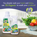 FIT Organic Fruit and Vegetable Wash Spray – USDA Certified Organic & Kosher Produce Cleaner – Removes 98% Pesticides, Waxes & Contaminants–Family & Pet Safe, Natural & Chemical-Free–12 Fl Oz (2-Pack)