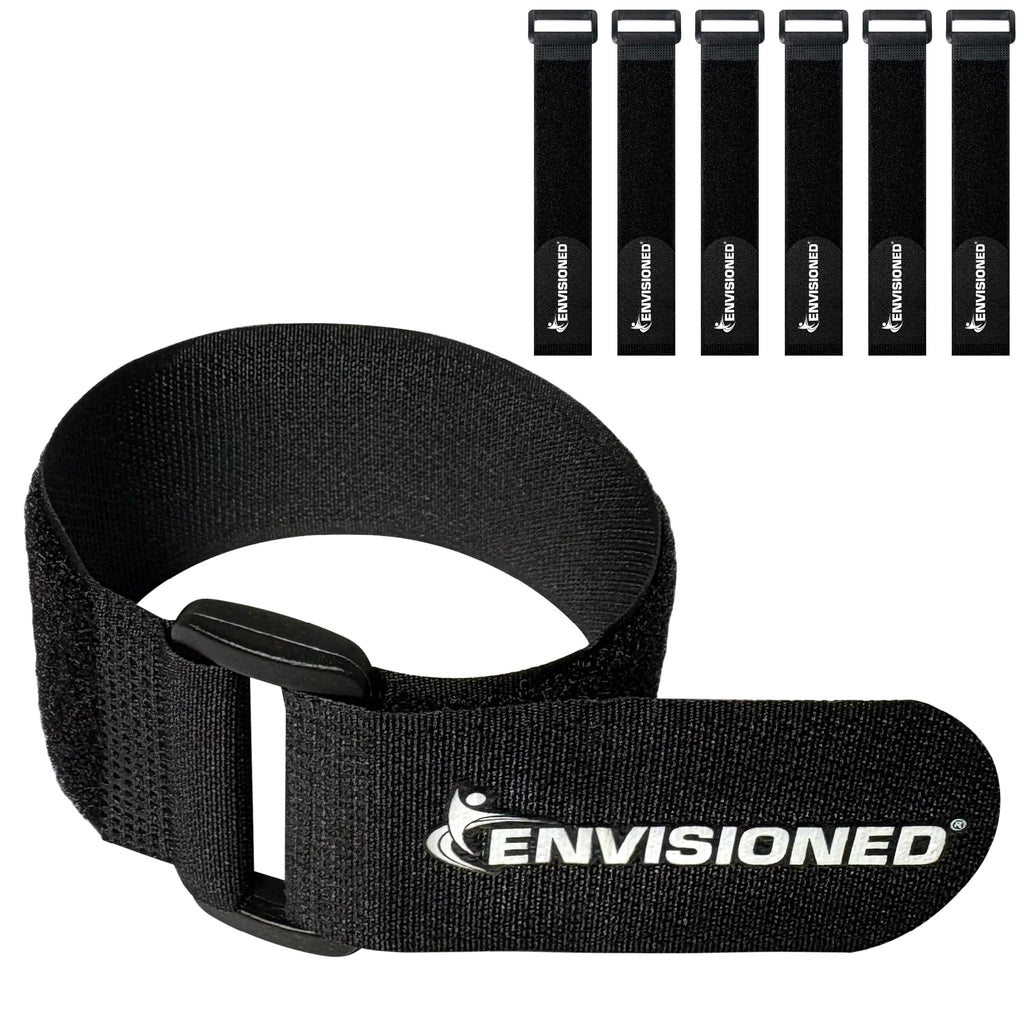 Reusable Cinch Straps 2" x 30" - 6 Pack, Multipurpose Strong Gripping, Quality Hook and Loop Securing Straps (Black)