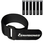 Reusable Cinch Straps 2" x 30" - 6 Pack, Multipurpose Strong Gripping, Quality Hook and Loop Securing Straps (Black)