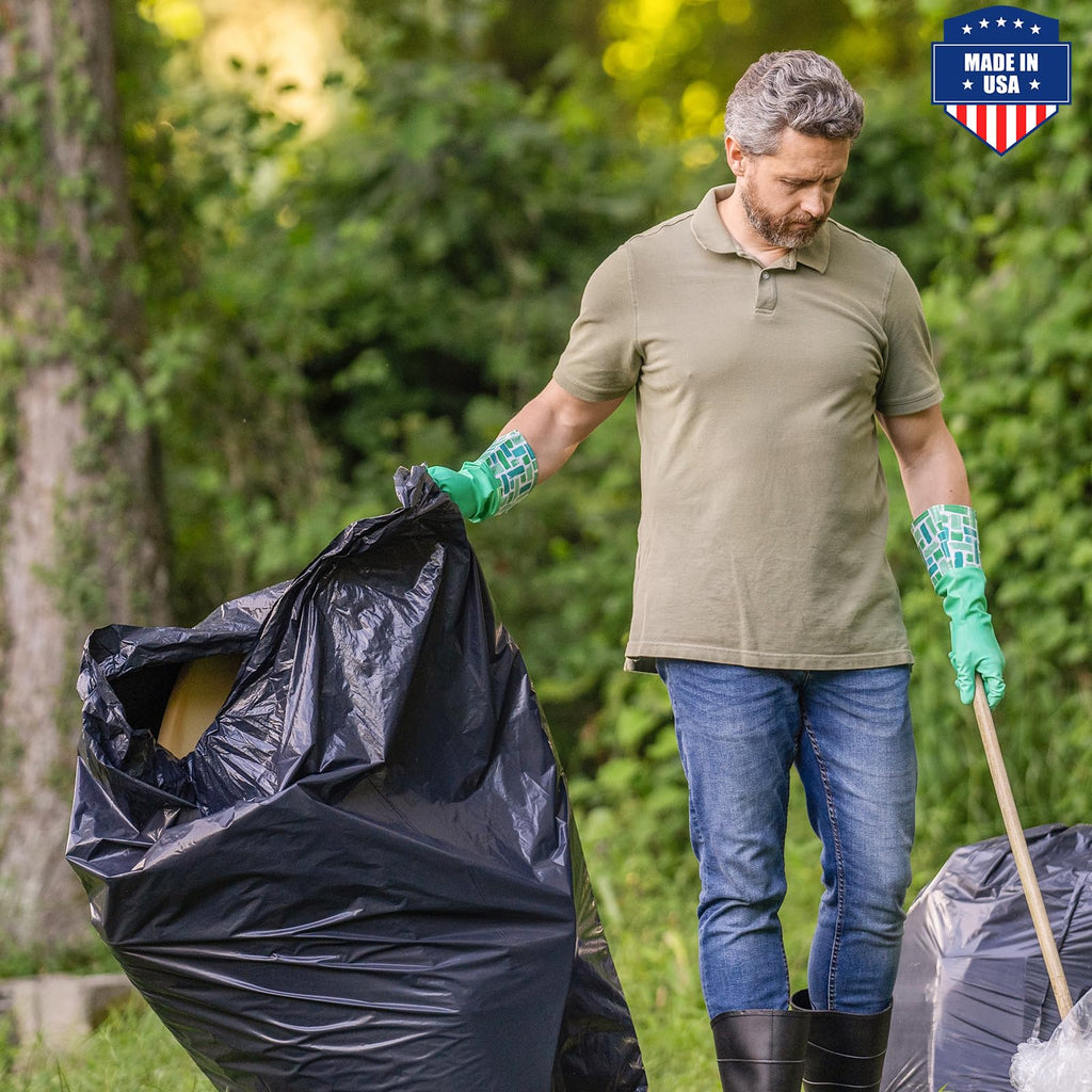 Fuxury 55-60 Gallon Trash Bags 150 Count Black Garbage Bags Made in USA