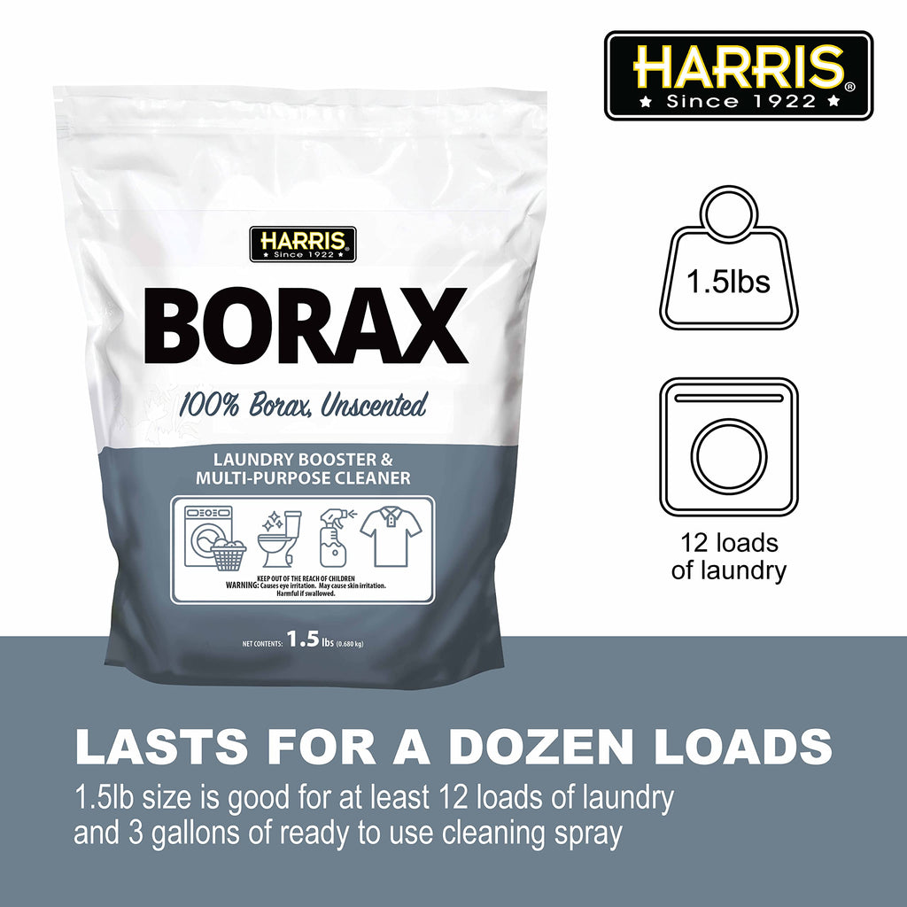 Harris Borax Powder Hard Water Laundry Booster and Powerful Multi-Purpose Cleaner, 1.5lb (Unscented)