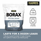 Harris Borax Powder Hard Water Laundry Booster and Powerful Multi-Purpose Cleaner, 1.5lb (Unscented)