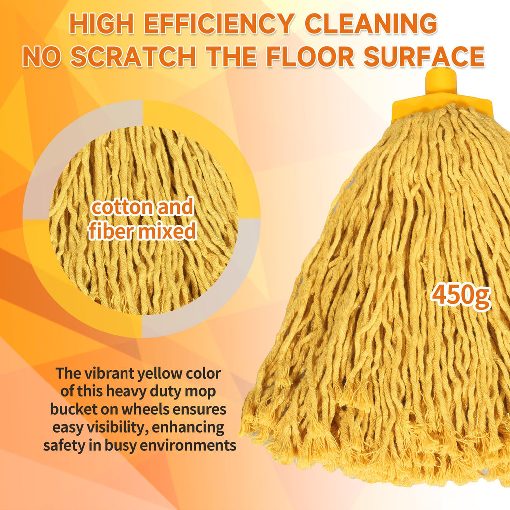 22Qt(5.5 Gallon) Floor Cleaning Mop Bucket with Wringer and Cotton Mop