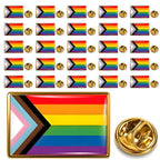 metal rectangular Progress Pride Pin Rainbow Gay Flag LGBTQ Inclusive Progressive Lapel Pins for clothing Backpack decoration Pride Month Accessories Gift Bulk (50)