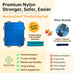 NurtureCare Positioning Bed Pad, Upgraded 3-Layer with 8 Reinforced Handles, Professional Patient Transfer Sliding Sheet for Turning, Lifting & Re-positioning, Hospital or Home Use (48" x 40", Blue)