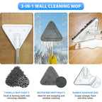 Wall Cleaner Mop with 80" Long Handle.3-in-1 Ceiling Cleaning Tool Duster with 180° Foldable & 360° Rotating Head. Includes 6 Washable Pads for Walls, Baseboards, Windows & Floors. No Ladder Needed.