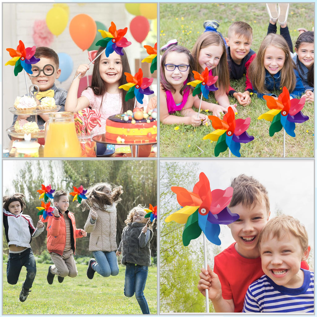 24 Pack Mixed Color Pinwheels Toy Wind Spinners for Kids