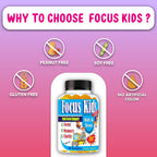 Focus Kids Gummies for Kids and Teens, Attention, Memory & Concentration, Focus Supplement for School & Study Brain Vitamins for Children DHA & Omega 3-6-9 – 60ct