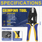 haisstronica Crimping Tool for Heat Shrink Connectors HS-8327 with 200PCS Marine Grade Heat Shrink Butt Connectors of Tinned Red Copper AWG 22-10