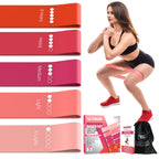 TechStone Resistance Bands Set for Men and Women, Pack of 5 Different Levels Elastic Band for Home Gym Long Exercise Workout ��� Great Fitness Equipment for Training, Yoga ��� Free Carrying Bag (Pink)
