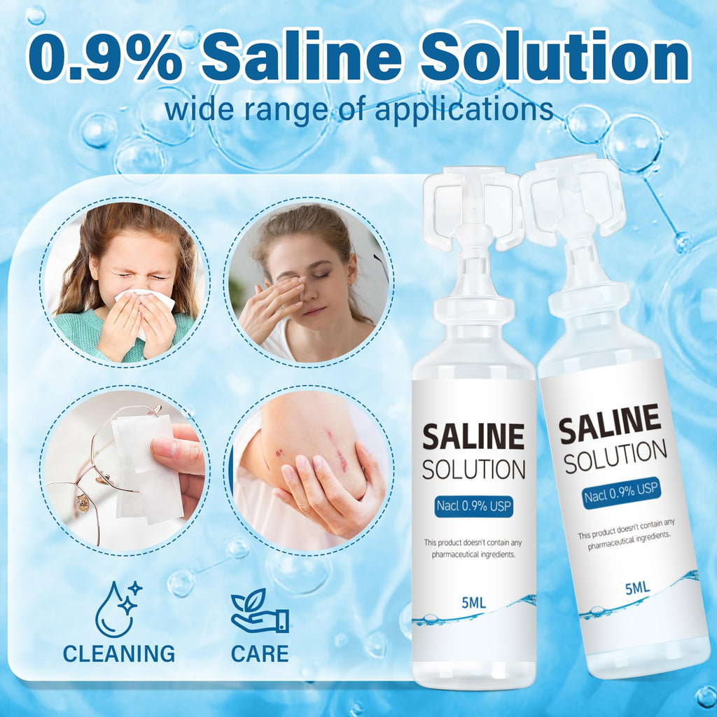 Suqaoae 0.9% Saline Solution,5ml Ampoules,100 per Box,for General Cleaning and Rinsing Use,for All Ages