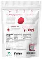 Micro Ingredients Organic Beet Root Juice Powder, 1 Pound | Cold Pressed, Water Soluble, High Concentrated Raw Beet Supplement | Superfood Drink Mix | Non-GMO, Vegan Friendly, Plant Based