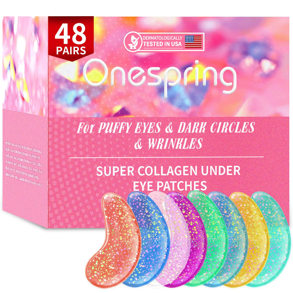 Onespring Eye Masks (48 Pairs) - Face Masks Skincare, Undereye Patches for Puffy Eyes, Dark Circles, Wrinkles, Collagen Eye Gels for Bridesmaid - Gifts for Women, Bachelorette Party Favors