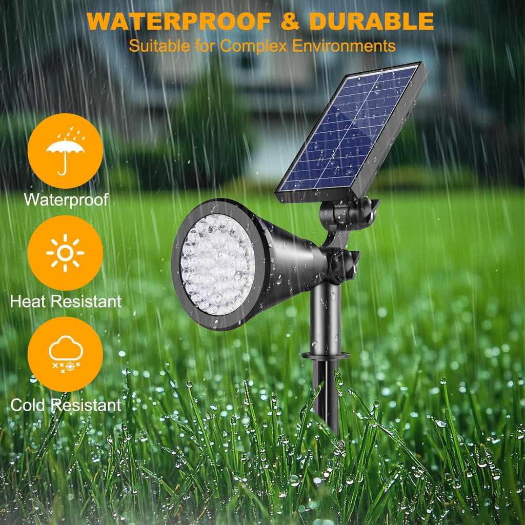 APOMAO Solar Lights Outdoor Waterproof, 36 LEDs 1000LM Adjustable Solar Spot Lights Outdoor, 2-in-1 Solar Powered Spotlight Landscape Lighting for Garden, Yard, Pathway- 2 Pack (Cool White)