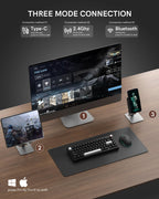 Womier SK65 Wireless Mechanical Gaming Keyboard, 60 Percent Retro Creamy Aluminium Keyboard, Bluetooth 5.0/2.4GHz/USB-C Wired Hot Swappable Custom RGB Backlit for Mac Computer PC (Black)