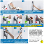 LEVERLOC 2 Pack Shower Grab Bars for Bathtubs and Showers, Easy to Install Suction Shower Handles for Bathroom Removable Handrails for Seniors Elderly Heavy Duty Safety Grip Waterproof Drill Free Gray