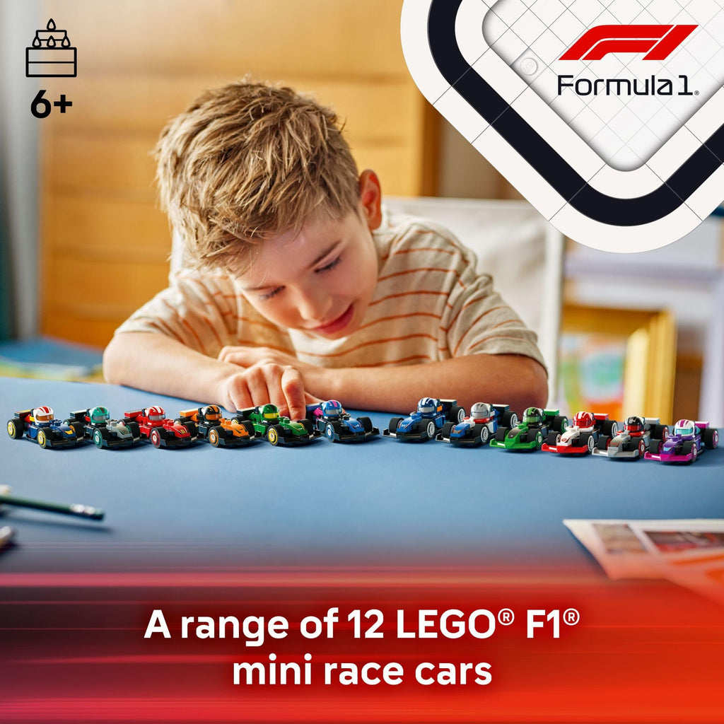 LEGO F1 Collectible Race Cars, 6 Pack - Building Set for Boys & Girls, Ages 6+ - Birthday Party Favor or Gift - Mystery Box W/Surprise F1 Car Toys - Travel Toys for Kids - 66796
