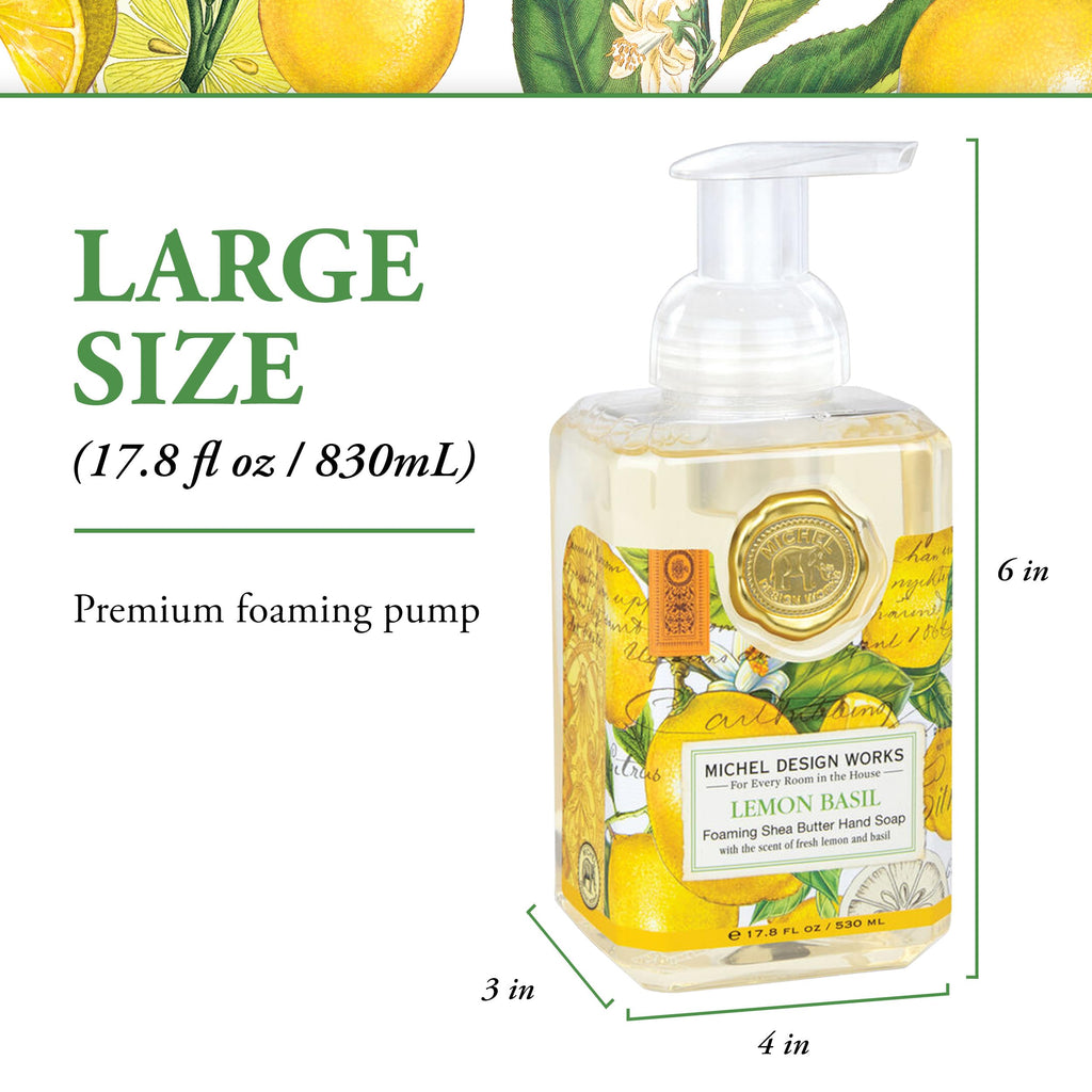 Michel Design Works Foaming Hand Soap, Lemon Basil, 3-Pack, (17.8 fl. oz. each) Foaming Hand Soap