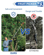SKGPOLE 26FT Reach Fruit Picker, 5-20 Foot Sturdy Aluminum Telescoping Fruit Picker Extension Pole with Metal Twist-on Basket, Suit for Apple Pear Lemon Mango Guava Orange Avocados Tree Fruit Picking