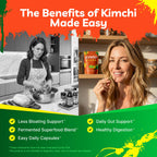 Premium Fermented Kimchi Supplement Capsules | Gut Health, Digestion, Debloat & Gut Balance Support | 5 Billion CFU Probiotics & Digestive Enzymes | Delayed Release Beadlets | 120 Vegan Capsules