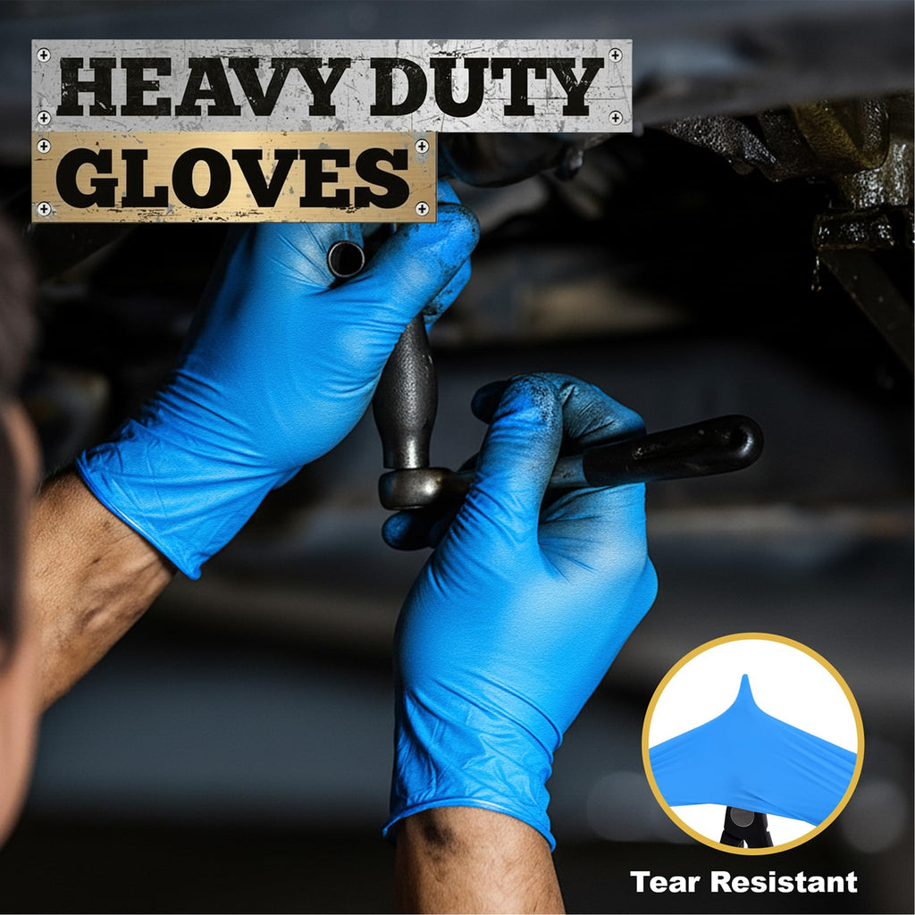 TitanFlex Heavy-Duty Blue Disposable Nitrile Gloves, XL, Box of 100, 6-mil, Fully Textured, Powder-Free, Latex-Free