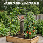 Garden Arch Trellis for Climbing Plants, 83" High Metal Cucumber Trellis & Tomato Cage, Rustproof Steel Tunnel Support for Squash, Pumpkin, Vegetables with Screw Fixation (32.3" L x 39.4" W)