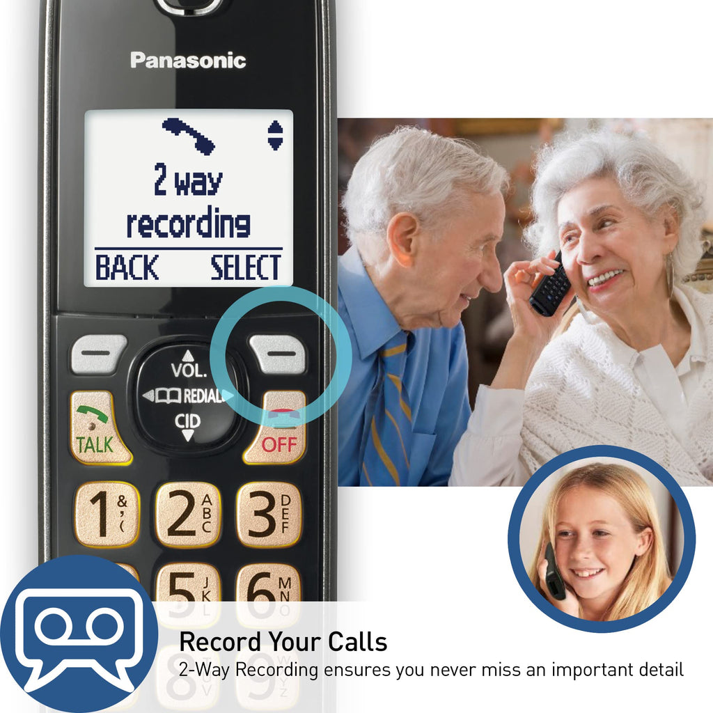 Panasonic Cordless Phone with Answering Machine, 2 Handsets Landline Phone