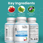 Mila Miamor Berberine Complex HCL 500mg - Special Berberine Supplement with Melon Fruit & Banaba Leaf - Non-GMO, Made in USA - Heart, Cognitive & Gastrointestinal Health - 60 Capsules
