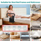 Bed Rails for Elderly Adults Safety, Height and Length Adjustable Bed Assist Rail for Senior, Bedrail with 2 Bag & Strap, Help Get in & Out of Bed, Fit Most Bed, Supports 300 lbs, Tool-Free