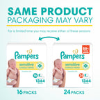 Pampers Sensitive Baby Wipes, Unscented, Fragrance Free, Clinically Proven, Water Based, Hypoallergenic, Multi-Use, Hand Wipes, 1344 Wipes Total (24X Flip-Top Packs)
