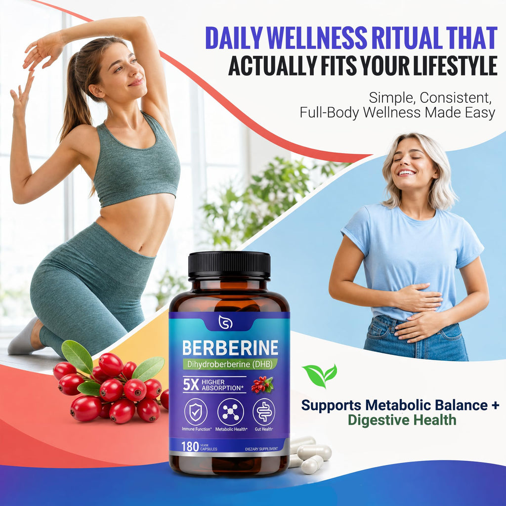 Strmuscle Dihydroberberine Supplement 200mg, Hight Absorption Berberine Supplement for Men & Women - Metabolic & Wellness Support, 180 Capsules