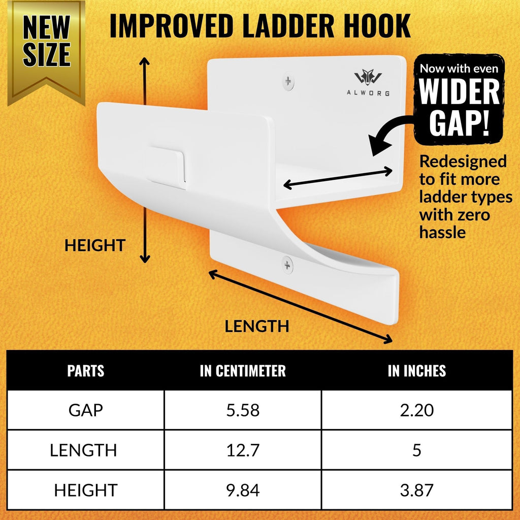 Ladder Hangers for Garage Wall - Set of 2 Ladder Hooks - Use as Ladder Holder Wall Mount or Step Ladder Hanger