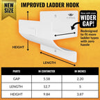 Ladder Hangers for Garage Wall - Set of 2 Ladder Hooks - Use as Ladder Holder Wall Mount or Step Ladder Hanger