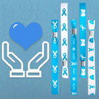 WANDIC 30 Pcs Light Blue Ribbon Bracelets, 5 Style Polyester Single Side Adjustable Prostate Cancer Awareness Support Wristband for Event Fundraising, 6.89 * 0.59 * 0.07, no Gemstone