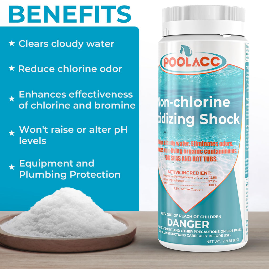 35.2oz Non-Chlorine Spa Shock Oxidizing Cleaner for Hot Tub, Chlorine-Free Water Care & Enhanced Cleaner for Hot Tubs, Spas and Pools, Quick Dissolving, Fast-Acting - 2.2 Lbs.