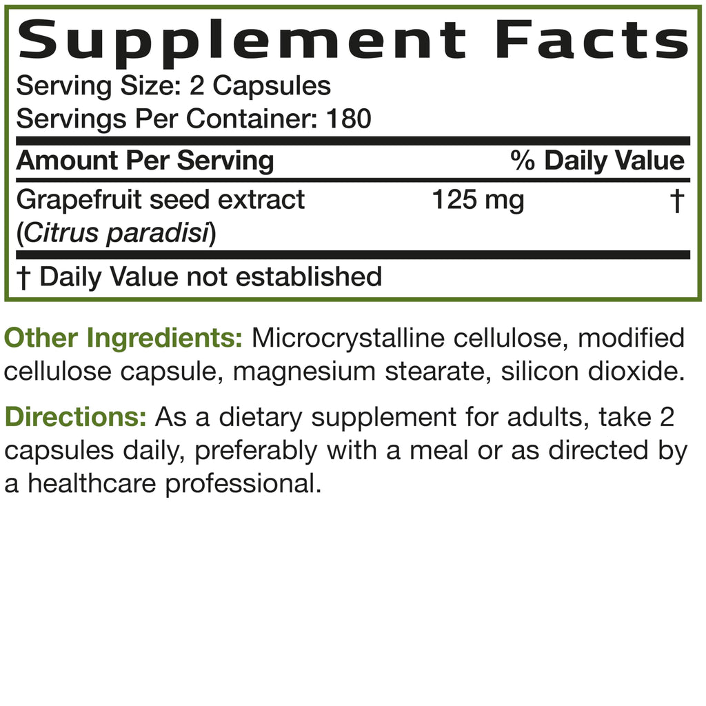 Bronson Grapefruit Seed Extract Citrus Paradisi Supports Immune Health & Helps Maintain a Healthy Gastrointestinal Tract - Non-GMO, 360 Vegetarian Capsules