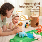 hahaland Baby Toys 6-12 Months, Jungle Plush Animal Set with Sounds & Words