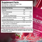 Creatine Gummies 5000mg, 30 Servings Creatine Monohydrate Gummies - Third-Party Tested Creatine for Women, Raspberry Flavor Creatine for Men, Muscle Growth, Strength, and Recovery - Pack of 1