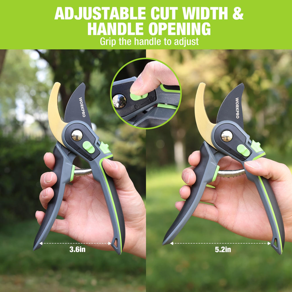 WORKPRO 9" Bypass Pruning Shears, Garden Shears with Titanium Coated