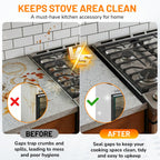 Stainless Steel Stove Gap Covers,Stove Gap Filler, Range Trim Kit, Stove Gap Guards, Heat Resistant and Easy to Clean, Easy retractable Length 13.8" to 27.5", Width 0.79",Black(2PCS)