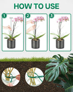 6 Pack 35.4 In Metal Plant Stakes, Plant Support Stakes with 15 Twist Ties