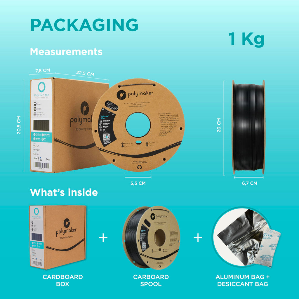 Polymaker ASA Filament 1.75mm Orange, 1kg ASA 3D Printing Filament, Heat & Weather Resistant - ASA 3D Printer Filament Perfect for Printing Outdoor Functional Parts
